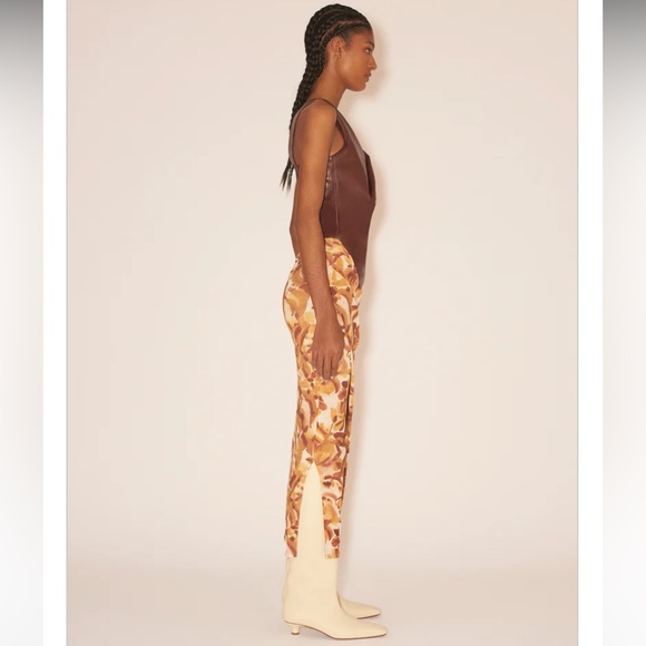 NWT Nanushka Petra Draped Sleeveless Asymmetrical Tank Top Brown Vegan Leather - Picture 7 of 16